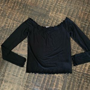 Cotton ribbed, off the shoulder black top. Size sm